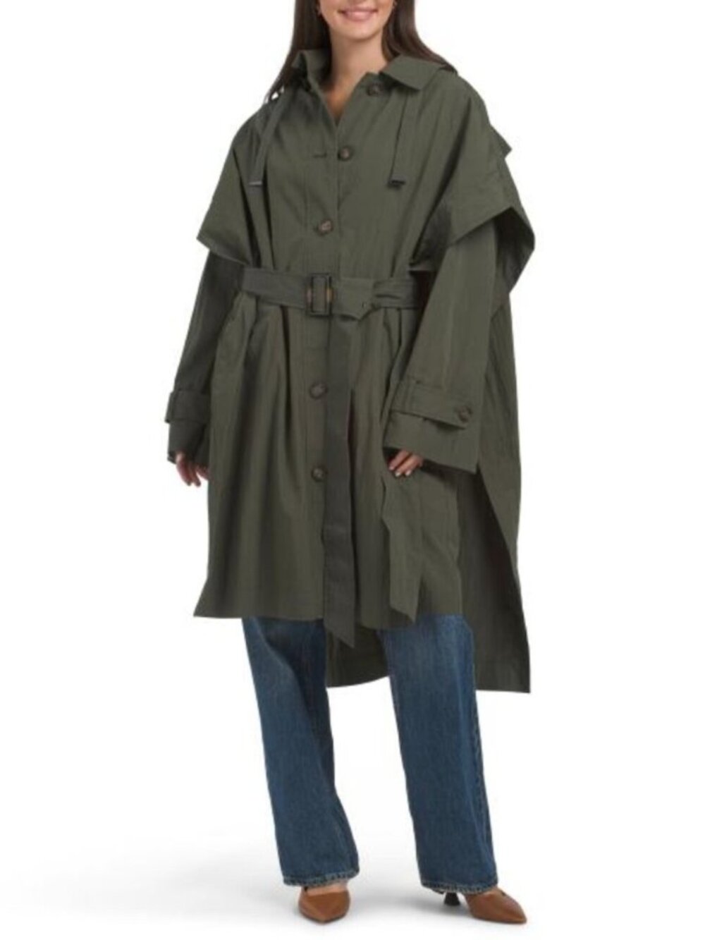 BERNARDO Belted Oversized Raincoat